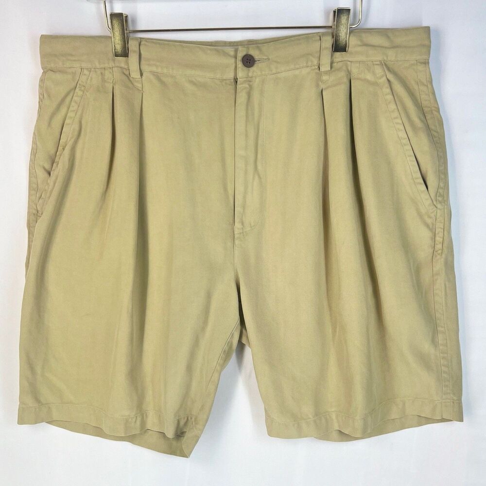 Tommy Bahama Shorts Mens 38 100% Silk Luxury Pockets Lightweight Chino Beige